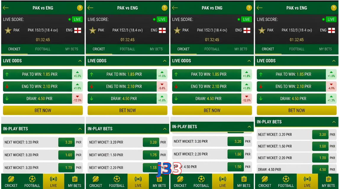 Game list for J33 bet section