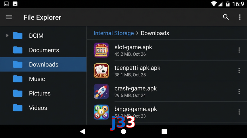 Main screen of J33 gameapk page for PK players